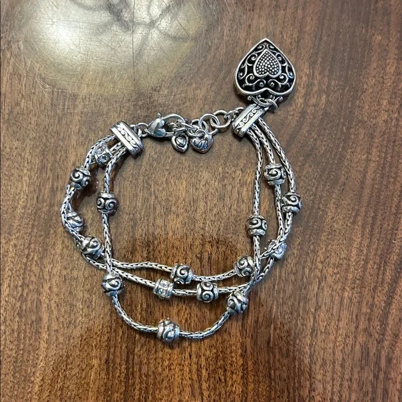 Brighton Reno Heart Bracelet features a silver-plated triple chain design, EUC - Picture 8 of 8